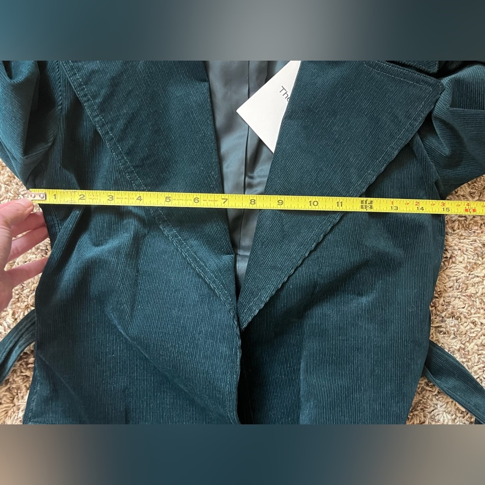NWT! Theory | Cinched Belted Oslo Corduroy Trench Coat In Green | Size: Petite - Picture 11 of 11